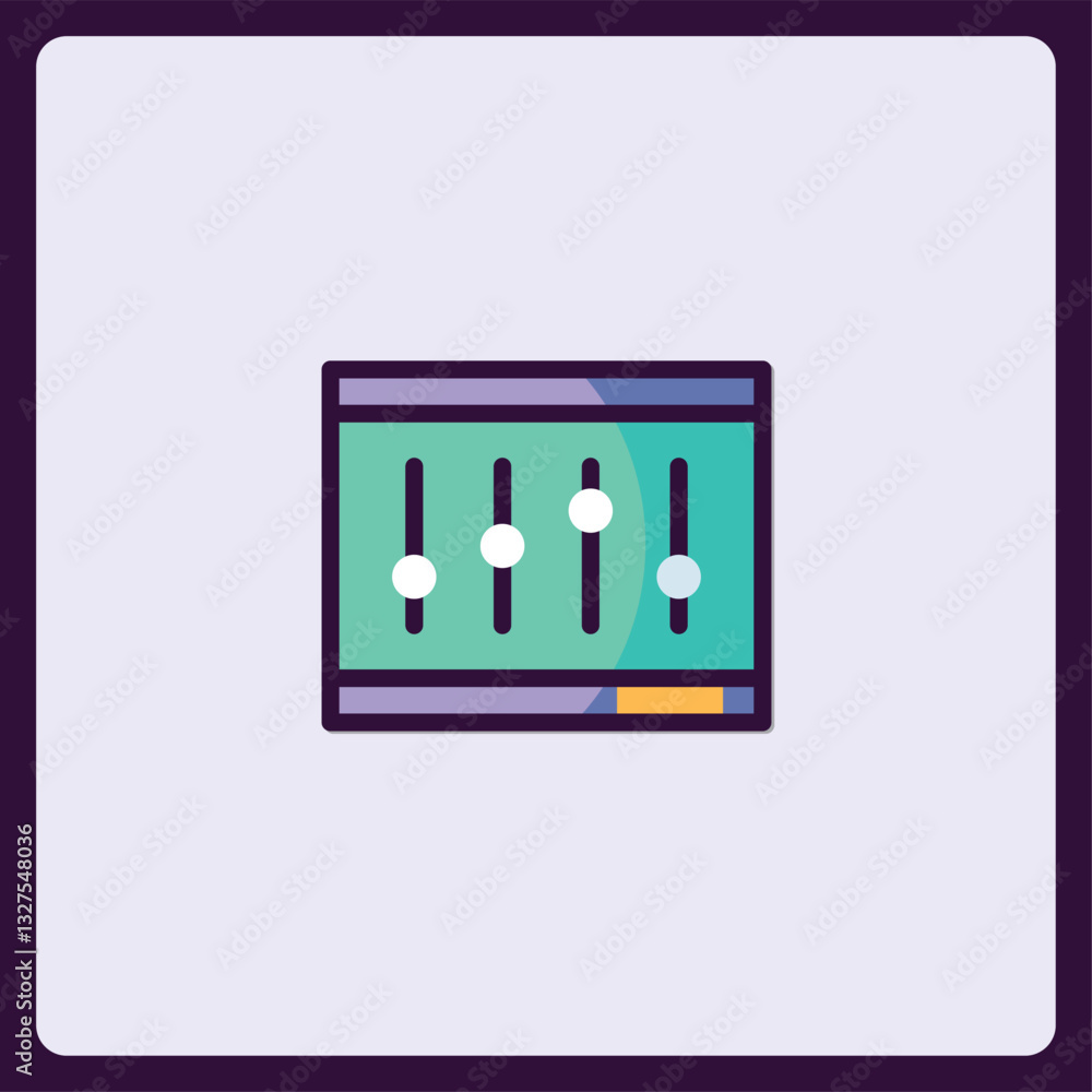 Poster graphical representation of a sound mixing console for professional use