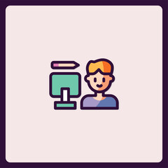 Creative mind icon, showcasing person working on artistic design project