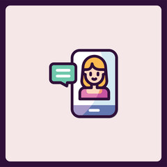 Virtual Assistant Communication Icon, Mobile Messaging with Profile Picture