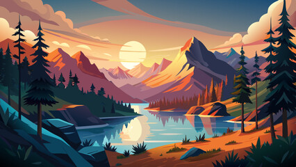 scene over Diablo lake when sunrise in the early morning in North cascade NP,WA,usa. © ehsanollah