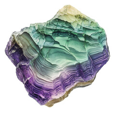 A Polished Chunk of Purple and Green Fluorite Stone Isolated on Transparent Background