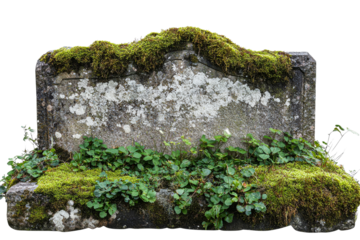 Moss covered gravestone in a tranquil setting