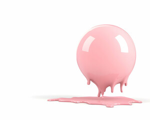 Fototapeta premium Pink sphere melting, dripping paint