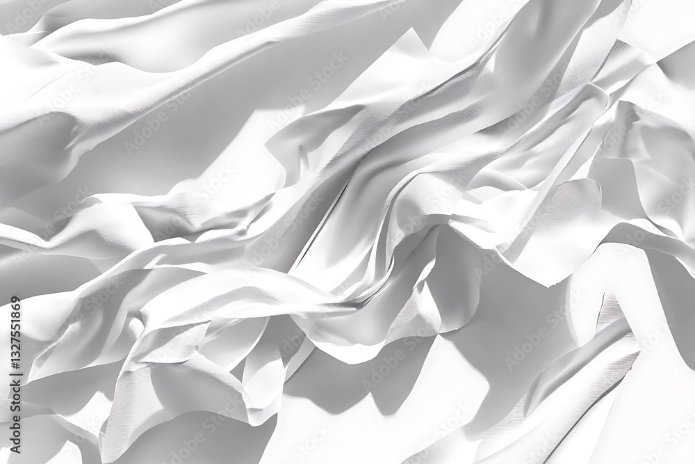 Poster elegant white fabric waves creating soft dynamic shapes and shadows