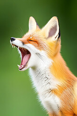 Fototapeta premium Playful red fox with open mouth