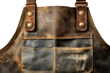 Leather apron with pockets, transparent background