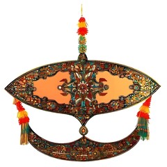 Traditional Malaysian Wau Bulan Kite with Intricate Decorations