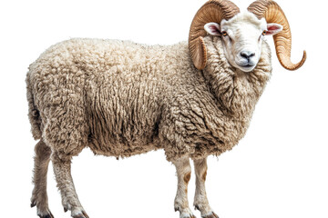 Fototapeta premium Ram with curled horns on transparent background