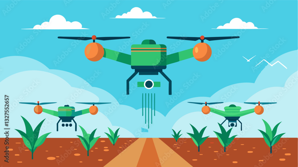 Poster the use of drones for precision seeding not only saves time and labor but also reduces crop waste an
