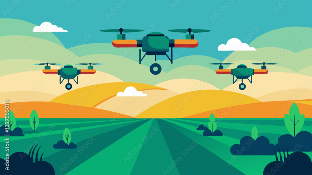 Poster the use of drones for precision fertilization eliminates the need for traditional manual labor savin