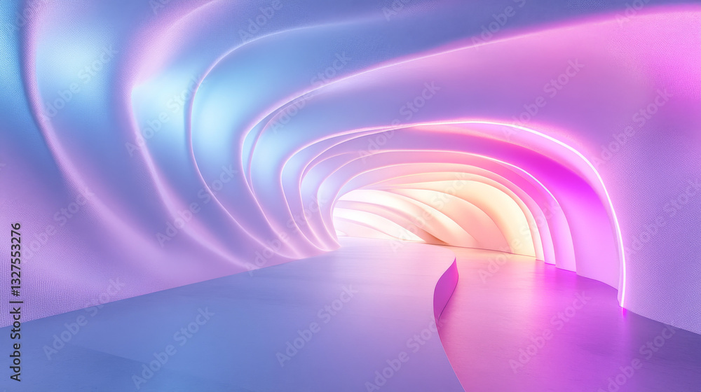 Poster a conceptual abstract rendering of a minimalist white interior, featuring architectural elements ill
