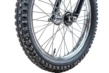 Mountain bike wheel with thick tire for rugged terrain