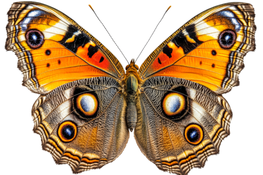 Butterfly with vibrant orange and brown wings displayed