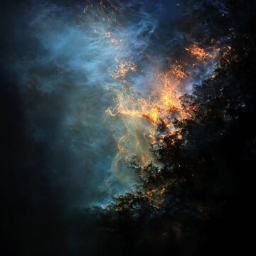 Professional photo of bioluminescence, glowing sea in the dark, freaks of nature. Atmospheric moment
