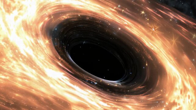 Black hole enigma: vast cosmic force, gravity's influence, event horizon concept, supermassive core, wormhole hypothesis, space-time curvature, celestial power, galaxy center, astrophysics puzzle.