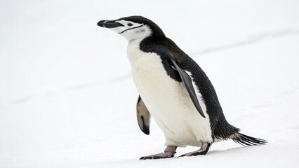 Obraz premium Chinstrap Penguin in full view on white studio background