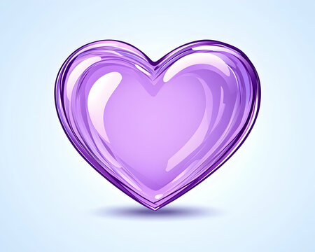 Purple heart shape, glossy and smooth