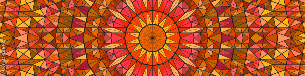 Poster geometric polygonal colorful circular tile mosaic pattern background - abstract multicolored vector 