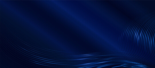 Luxury glowing lines overlapping on abstract dark blue gradient background. Premium award wall template or wallpaper design, decoration, business card, cover, poster or banner texture.