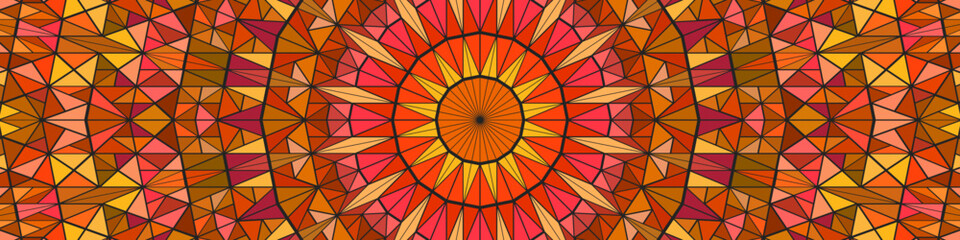 Geometric polygonal colorful circular tile mosaic pattern background - abstract multicolored vector graphic design