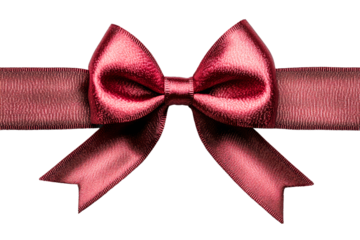 Elegant red satin bow with ribbon for decoration