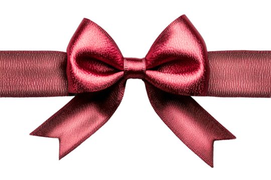 Elegant red satin bow with ribbon for decoration