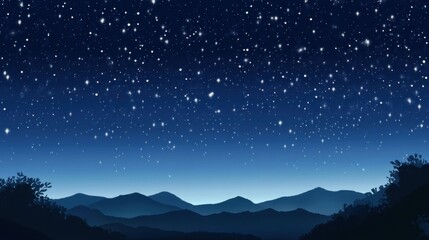 Fototapeta premium Starry Night Sky Over Mountain Landscape with Twilight Glow