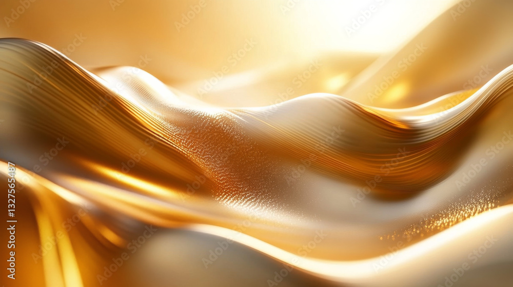 Aufkleber an abstract light-themed background featuring 3d golden waves, adding a sense of fluidity and sophis