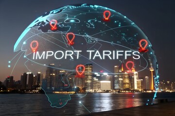 Import tariffs increase concept with digital elements