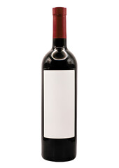 Customizable wine bottle with blank label standing upright on a white background