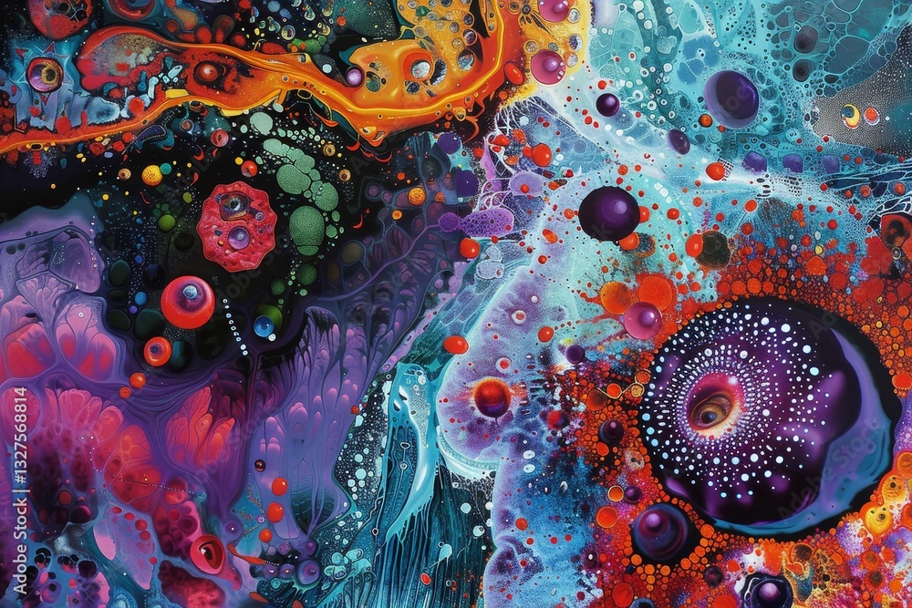 Poster a close-up image showcasing the intricate details of a visually captivating abstract artwork created