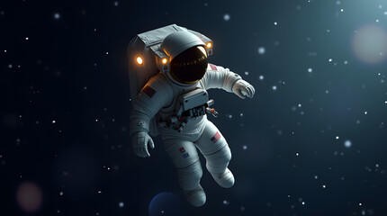 Astronaut in Spacesuit Floating in Starry Cosmos - Cinematic Digital Art