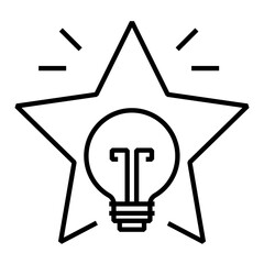 Light bulb with a star representing award-winning ideas, excellence in innovation, and industry recognition