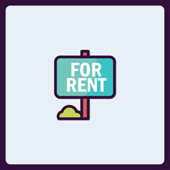 Simple For Rent Real Estate Sign Illustration on a Modern Background
