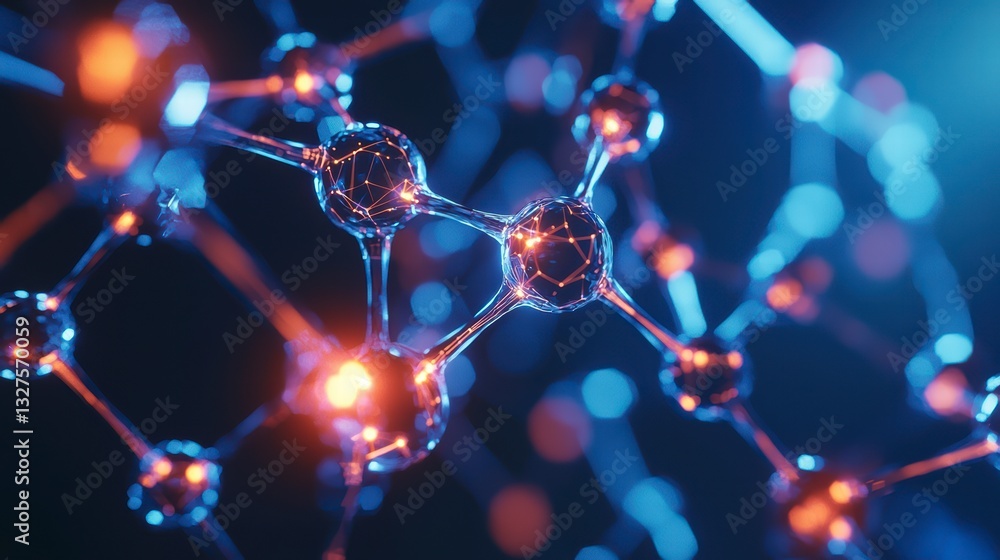 Poster molecular connections: this macro-style capture showcases the complex network of molecular bonds, em