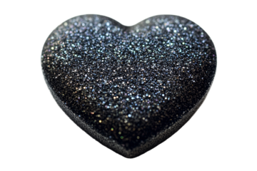 Shiny black heart shape with glittering texture
