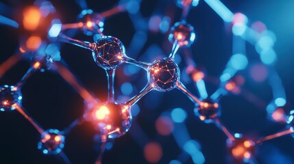 Molecular Connections: This macro-style capture showcases the complex network of molecular bonds, embodying the essence of modern science and cutting-edge research. The illuminated structures.