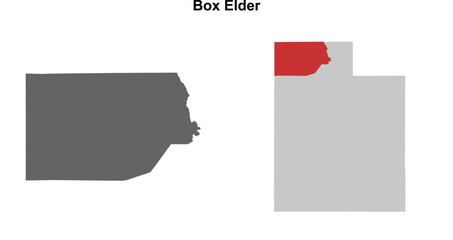 Box Elder County (Utah) blank outline map set
