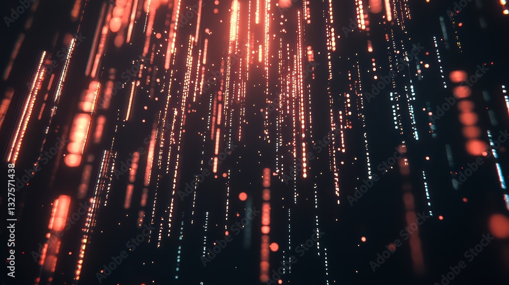 Poster digital rain: witness the mesmerizing dance of data streams, a dynamic visualization of interconnect