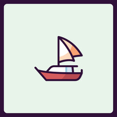 Stylized sailboat illustration with a modern design and simplified form