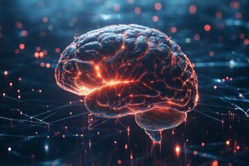 Glowing Particle Brain Abstract 3D Rendering