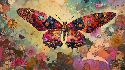 Colorful butterfly with abstract decorative pattern summer free fly present silhouette and beauty nature spring insect decoration. vector illustration.