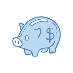 Piggy Bank hand draw doodle  Vector icon