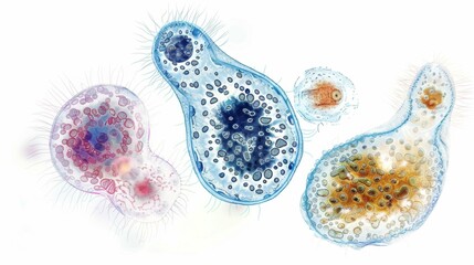Observing the Diverse Life Forms of Cercozoa Protozoa Under a Microscope in a Lab