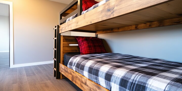 bunk beds in a house bedroom empty with nobody