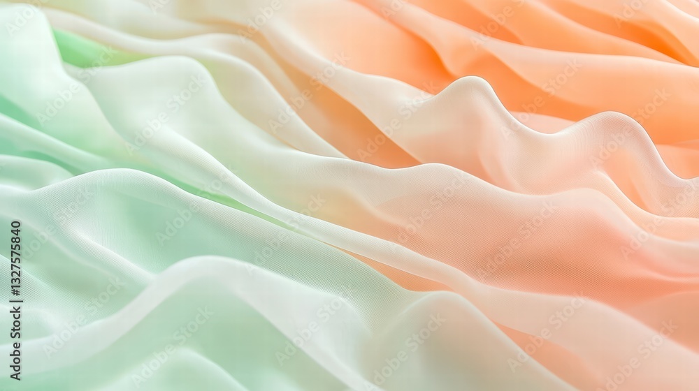 Poster ethereal fabric: soft, flowing fabric in gradient hues, creating a sense of gentle movement and text