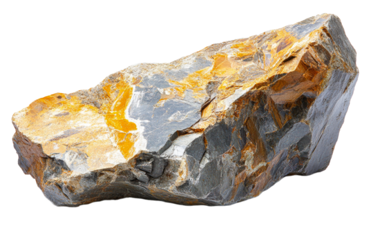 Orange and gray patterned stone on clear background