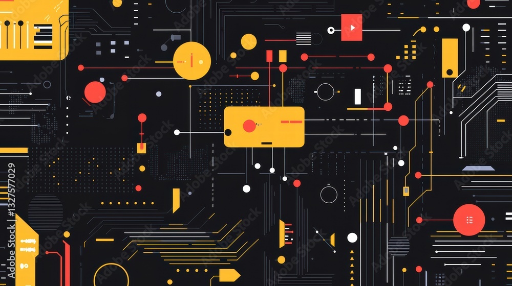 Poster abstract tech circuit: a visually stunning illustration of interconnected circuits and components in