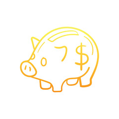 Piggy Bank hand draw doodle  Vector icon