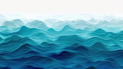 Obraz premium Abstract Ocean Waves in Gradient Blues Digital Artwork for Calm and Serene Backgrounds Ideal
